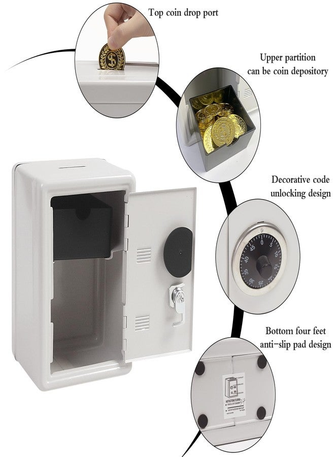 PACOLO Kids' Safe Piggy Bank, Metal Safe with Key, Money Saving Box for Children, Boys Girls Best Giftoney Banks (White, One Size) - Image 3